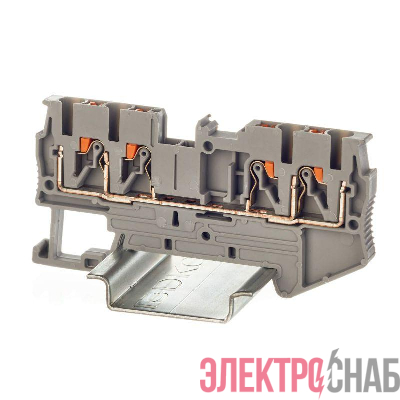 Клемма проходная зажим push-in 4 точки подключения 2.5кв.мм сер. DKC VPR-2.5-QUATTRO-GY