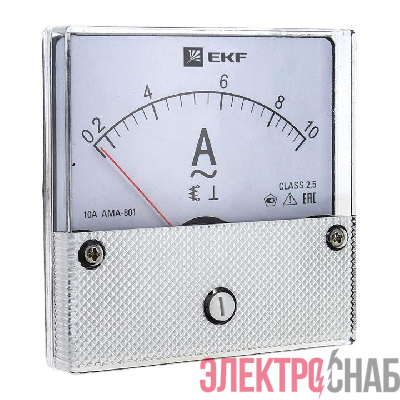 Амперметр аналоговый AM-A801 на панель 80х80 кругл. вырез 1500А трансф. подкл. EKF am-a801-1500/ama-801-1500