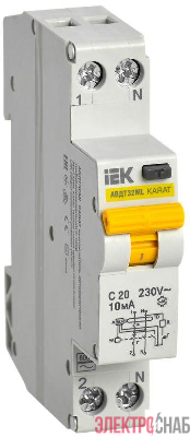 Выключатель автоматический дифференциального тока С 20А 10мА АВДТ32МL KARAT IEK MVD12-1-020-C-010