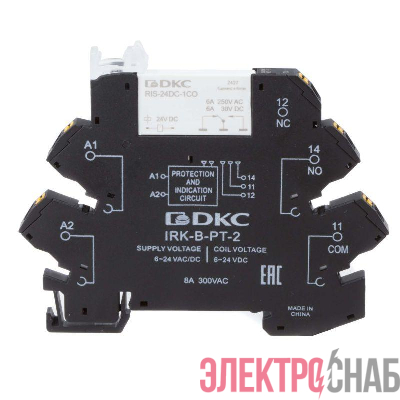 Реле интерфейсное 1CO ком. ток 6А AgSnO2 напряжение 24В AC/DC push-in клеммы DKC IRK-24UC-1CO-PT