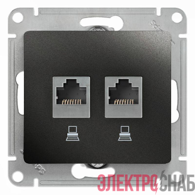 Розетка компьютерная 2-м Glossa RJ45 кат.5E механизм антрацит SE GSL000785KK