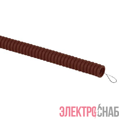 Труба гофрированная ПВХ легкая d25мм с протяжкой дуб (уп.25м) Эра Б0043216