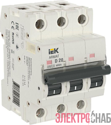 Выключатель автоматический модульный 3п D 20А M06N ARMAT IEK AR-M06N-3-D020