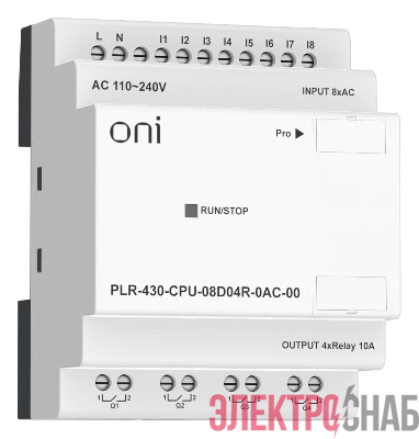Модуль ЦПУ ПЛК 430 8 DI 4 RO 220В AC без экрана ONI PLR-430-CPU-08D04R-0AC-00