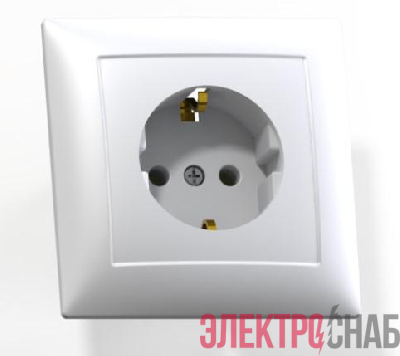 Розетка 1-м СП Селена РС16-370 16А IP20 с заземл. бел. Кунцево 8111