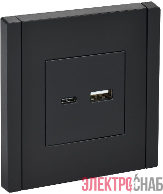 Розетка USB A+C 18Вт FORTE&PIANO FP151 черн. IEK FP-U22-018-K02