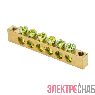 Шина PEN &quot;ноль-земля&quot; 6х9 6 отвер. латунь крепеж по краям PROxima EKF sn0-63-06-k