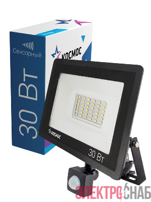 Прожектор светодиодный 30Вт IP65 6500К 2400лм с датчиком движения КОСМОС K_PR5_LED_30S