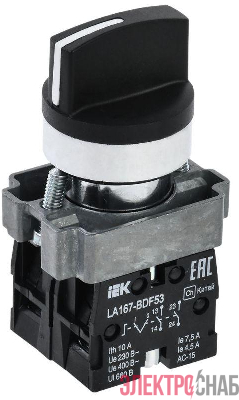 Переключатель LA167-BDF53 на 3 полож. 2НО черн. IEK BSW20-BDF53-4-24-67-3-K02