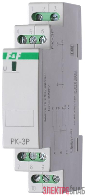 Реле промежуточное PK-3P (монтаж на DIN-рейке 35мм 220В 50Гц 3х8А 3NO/NC IP20) F&F EA06.001.023