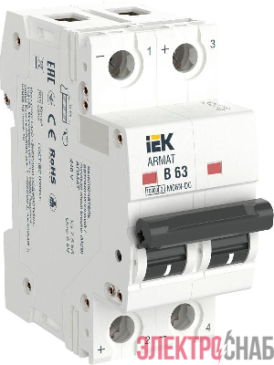 Выключатель автоматический модульный 2п B 63А M06N-DC ARMAT IEK AR-M06N-2-B063DC