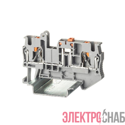 Клемма с размыкателем зажим push-in 2 точки подключения 4кв.мм сер. DKC VPR-4-MT