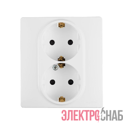 Розетка 2-м СП Etika 16А IP31 250В 2х2P+E с заземл. защ. шторки немецк. стандарт безвинт. клеммы бел. Leg 672233