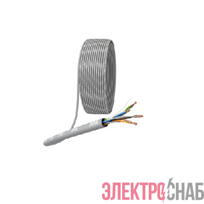 Кабель витая пара U/UTP кат.5E 4х2х24AWG solid CU PVC сер. (м) Эра Б0044429