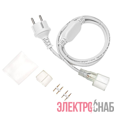 Набор установочный для односторон. гибкого неона 15х26мм (шнур питания каучук с диодным мостом и вилкой; заглушка; переходная муфта; игла) 1.5м Neon-Night 134-504