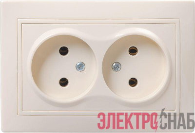 Розетка 2-м СП Кварта РС12-2-Км 10А без защ. шторки без заземл. керам. крем. IEK ERK20-K33-10-K