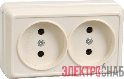 Розетка 2-м ОП Октава 10А IP20 без заземл. крем. IEK ERO20-K33-10-DC
