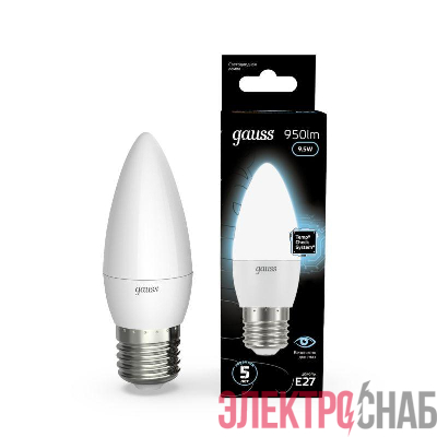 Лампа светодиодная Black 9.5Вт свеча 4100К нейтр. бел. E27 950лм GAUSS 103102210