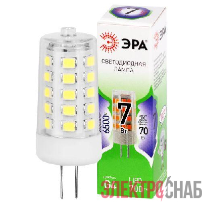 Лампа светодиодная GREEN LINE LED G4-JC-7W-865-12V GL G4 7Вт капсула 6500К холод. бел. Эра Б0067194