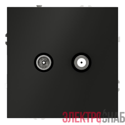 Розетка телевизионная оконечная TV + SAT 2-м СП S70 механизм черн. матов. Voltum VLS060408