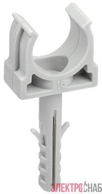 Держатель для труб (клипса) CT16 с защелкой и дюбелем без винта ELASTA IEK CTA10MP-CT16-K41-100