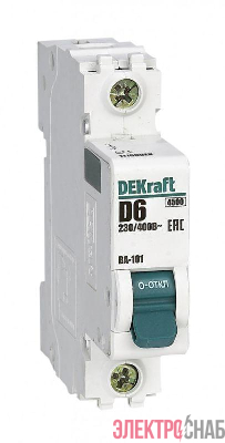 Выключатель автоматический модульный 1п D 6А 4.5кА ВА-101 DEKraft 11100DEK