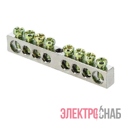 Шина PEN &quot;ноль-земля&quot; 6х9 8 отверст. цинк крепеж по центру PROxima EKF sn1-63-08