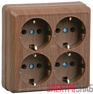 Розетка 4-м ОП Октава РС24-3-ОД 16А IP20 с заземл. дуб GENERICA ERO41-K04-16-DC