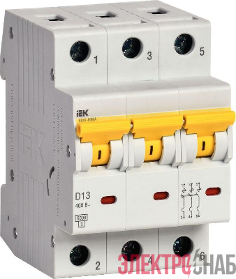 Выключатель автоматический модульный 3п D 13А 6кА ВА47-60МА без тепл. расцеп. KARAT IEK MVA33-3-013-D