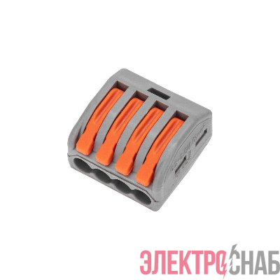 Клемма универсальная СМК 222-414 4-проводная сер. 0.08-2.5/4кв.мм (блист.5шт) Rexant 07-5254-4-05