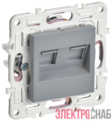 Розетка компьютерная двойн. RJ45 кат.6 SKANDY SK-K04Gr сер. IEK SK-K20-2-K03