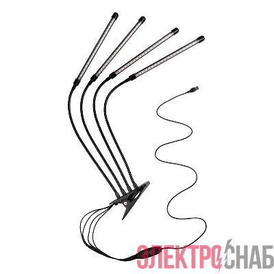 Светильник светодиодный "КРИСТАЛЛ" CTL2-USB-bl Agro 4х10Вт IP40 для растений спектр 4 плафона на прищепке пульт на шнуре красн./син. ФАZА 5068810