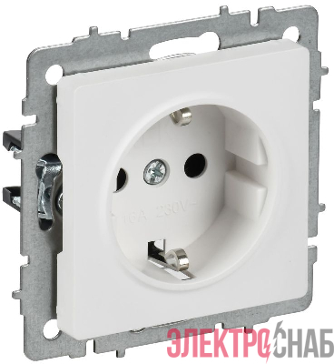 Розетка BRITE РС14-1-0-БрАБ 16А с заземл. защ. шторки механизм арктич. бел. IEK BR-R14-16-K91