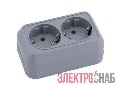 Розетка 2-м ОП IP20 с заземл. сер. Makel 45082