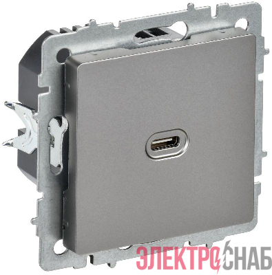 Розетка СП BRITE USB C 65Вт высокоскор. заряд. РЮ12-1-БрС сталь IEK BR-U13-065-K46