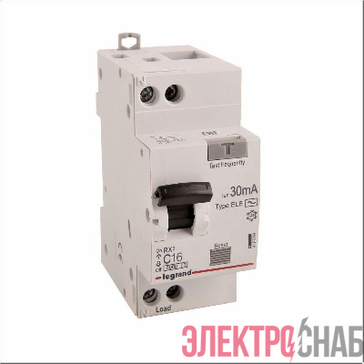 Выключатель автоматический дифференциального тока 2п (1P+N) C 16А 30мА тип AC 6кА RX3 ИЭК Leg 419399