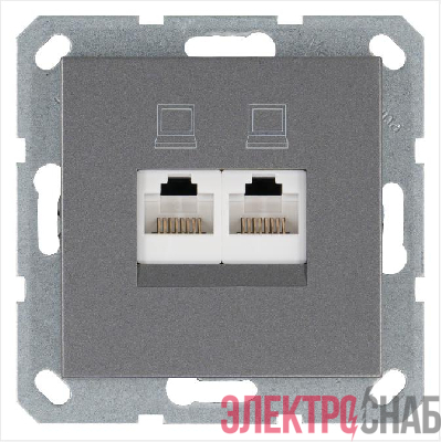 Розетка компьютерная 2-м RJ45 IP20 кат. 5E механизм алюм. Jasmart G6106S