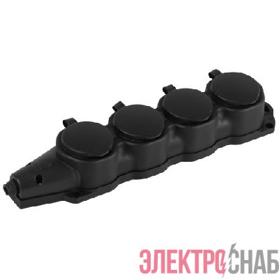 Колодка 4-м с заземл. 16A IP44 KX-4e-B-IP44 каучук. черн. Эра Б0068394