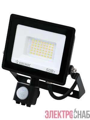 Прожектор светодиодный 50Вт 6500К IP65 4000лм с датчиком Super-Slim КОСМОС K_PR5_LED_50S