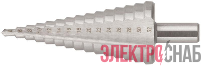 Сверло по металлу ступенчатое 4-32мм 15 ступеней HSS КУРС 36405