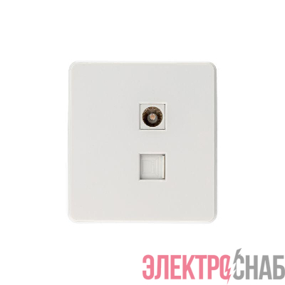 Розетка компьютерная + телевизионная СП ROUND MIELE RJ45 кат6 + TV перламутр Kranz KR-78-0722-1