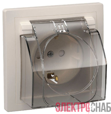 Розетка 1-м СП Кварта РСбш11-3-ККБ-44 16А IP44 с заземл. защ. шторки с крышкой керамика бел. GENERICA ERK71-K01-10-DM-44