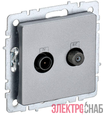 Розетка телевизионная TV/SAT 2-м Brite РТВ/РСп12-БрА механизм алюм. IEK BR-AF20-O-K47