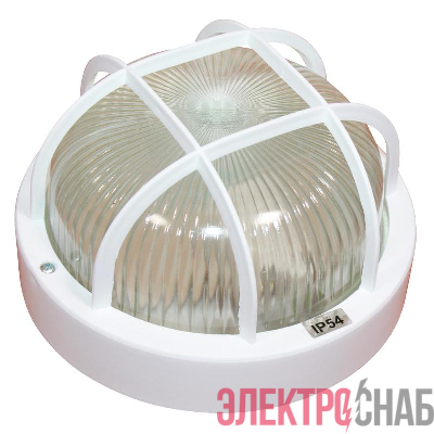 Светильник "Банник" 1302 НПП 03-60-014 IP54 круг малый с решеткой бел. пласт. ГИ Элетех 1005500882