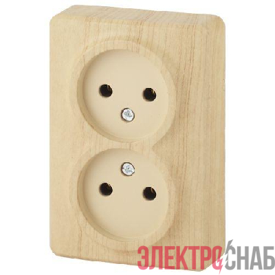 Розетка 2-м ОП Эра Эксперт 11-2202-11 16А IP20 250В 2х2P сосна Эра Б0020684