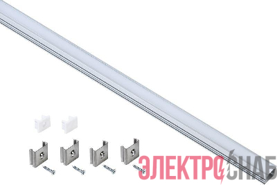 Профиль алюминиевый для LED ленты 1712 накладной прямоуг. опал (дл.2м) компл. аксессуров IEK LSADD1712-SET1-2-N1-1-08
