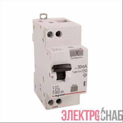 Выключатель автоматический дифференциального тока 2п (1P+N) C 6А 30мА тип AC 6кА RX3 ИЭК Leg 419396