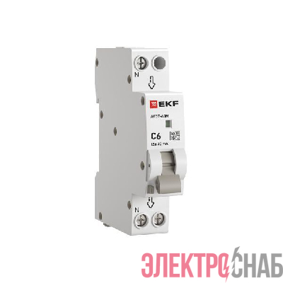 Выключатель автоматический дифференциального тока 1мод. C 6А 30мА тип А 6кА АВДТ-63М (электрон.) PROxima EKF D636EA06C30