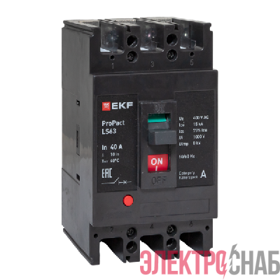 Выключатель автоматический 3п 40А 15кА LS63 ProPact EKF mccb-63-15-3-40-ls