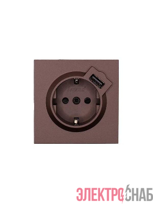 Розетка 1-мест. с/з+USB разъем СП ZIMA IP20 шоколад LEZARD 704-7388-181